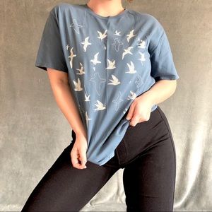 GAP Blue Graphic Bird Short Sleeve Tee Shirt